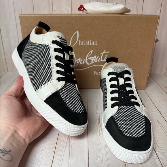 Christian Louboutin Rantulow Orlato Low Top Sneaker Black/White Sz 40 / 7 - Picture 7 of 13